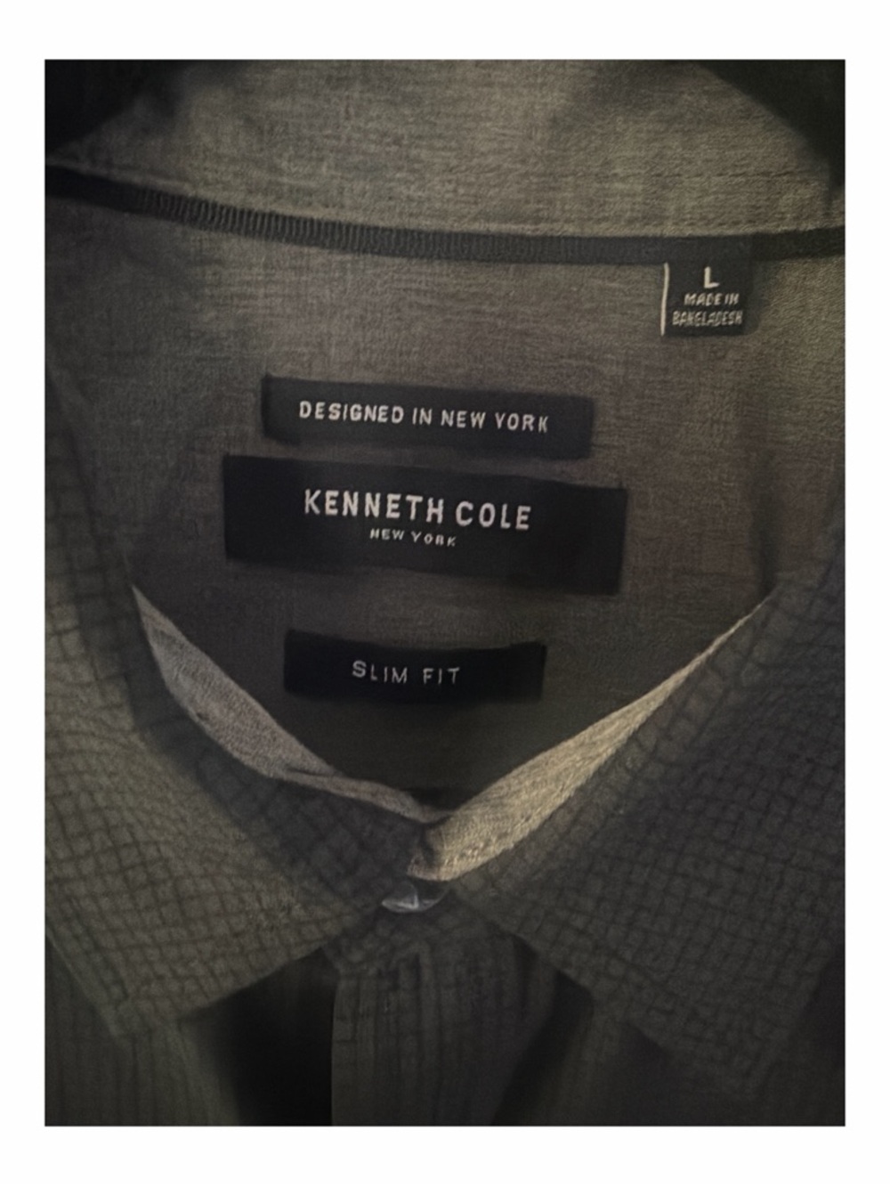 Kenneth Cole Short Sleeve Button-Down Shirt Slim Fit Black Size L - Picture 5 of 6